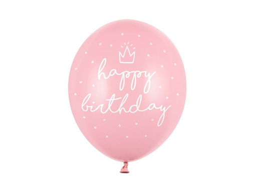 Picture of LATEX BALLOONS HAPPY BIRTHDAY BABY PINK 12 INCH - 6 PACK